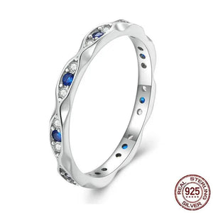 925 Sterling Silver Devil'S Eye Ring for Women White Gold Plated Jewelry Ring
