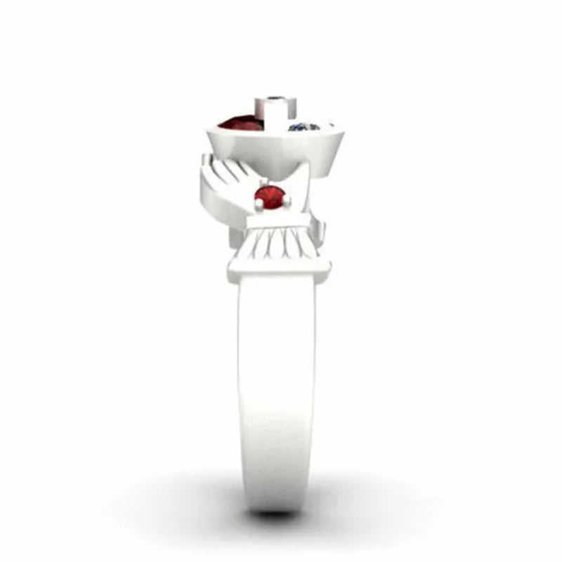 Unique Silver Anniversary Statement Ring Natural Gemstones Ruby Ring Wedding Bride Engagement Band Charm Ring Jewelry