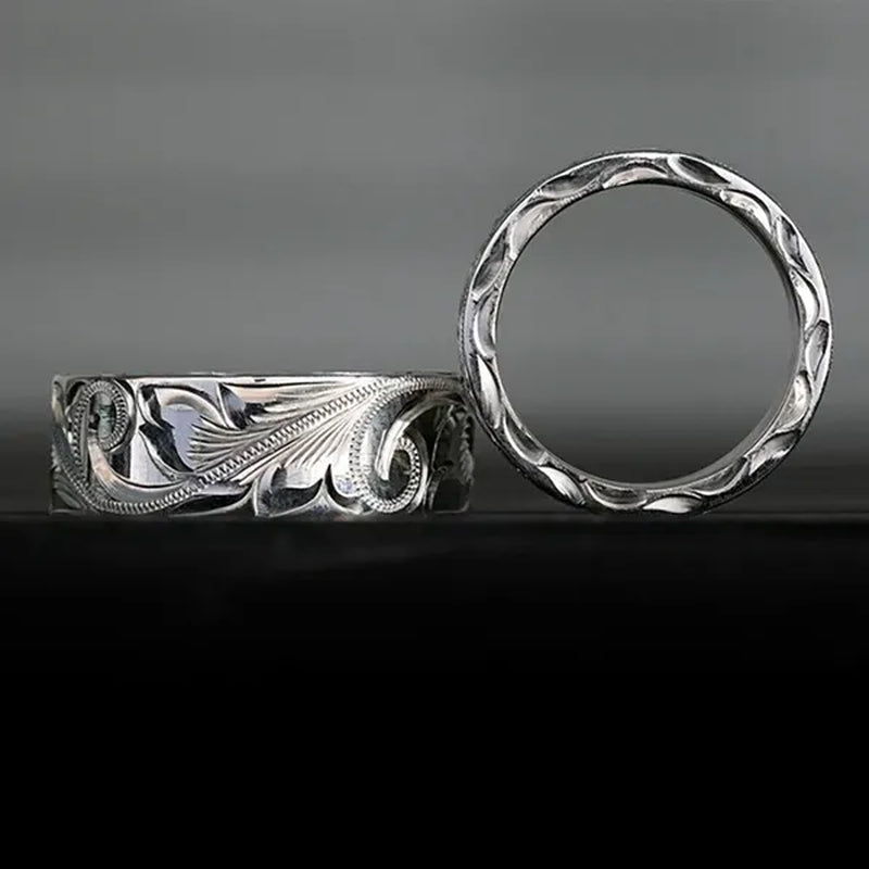Personality Women's Fashion Exquisite Ring Carved Flower Jewelry for Women Stackable Rings Beautiful Ladies Proposal Engagement Party Accessories Elegant Bride Wedding Band Anniversary Gift Size 4-12 Bague Femme