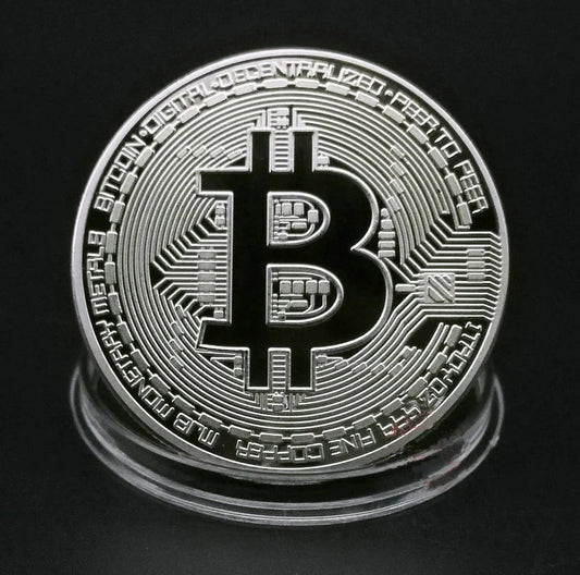 SILVER PLATED Bitcoin Token W/Display Case Master Coins