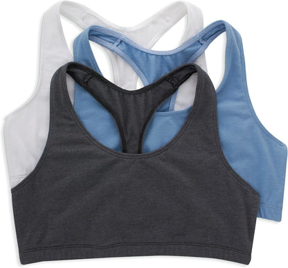 Women'S Racerback Cotton T-Back Bralette (3 Pack)