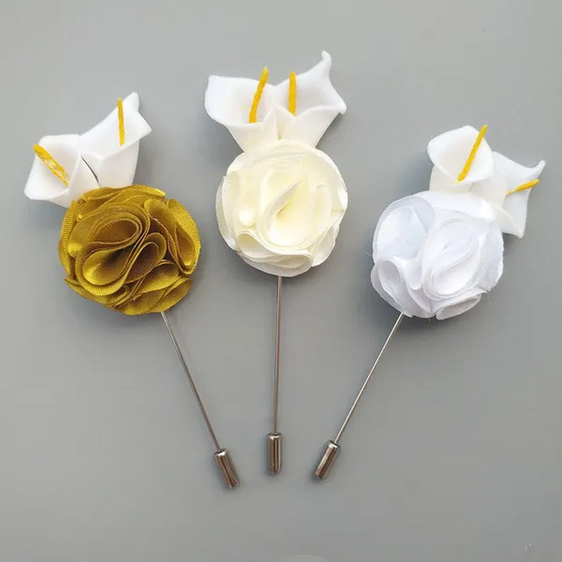 10pcs/lot Handmade Mini Calla Bride Groom Corsage Bridesmaid Sister Dress Flower Boutonniere Men's Suit Brooch Pin Wedding flower