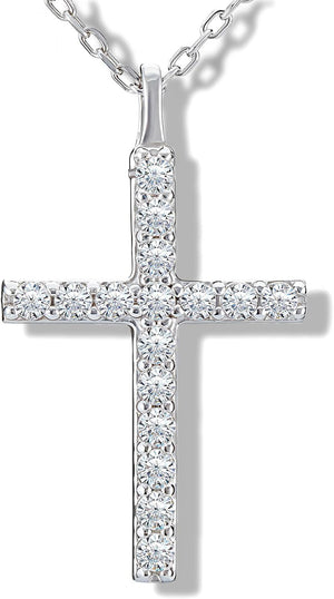 Moissanite Cross Necklaces, D Color VVS1 S925 Sterling Silver, Moissanite Cross Pendant, Wedding Anniversary Christian Jewelry Valentines Gifts