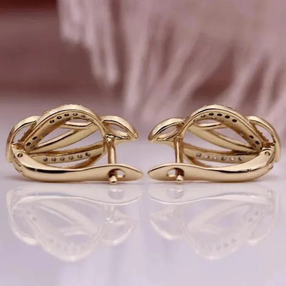 Trendy 18K Gold Diamond Infinity Earrings for Women Bridal Wedding Huggie Earrings Jewelry Gift