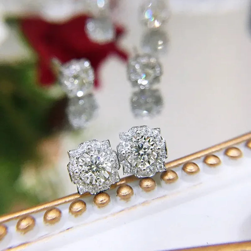 Fashion 2.25CT Round Cut Diamond Stud Earrings Women 925 Sterling Silver Party Wedding Engagement Earrings Jewelry Gifts