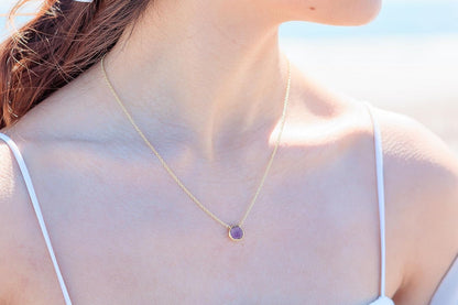 Amethyst Necklace for Women - Authentic 925 Sterling Silver Necklace 18K Gold Jewelry, Dainty Heart Necklace Earring Set for Teen Girls, February Birthstone Gift for Mothers Day