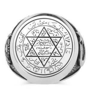 New 925 Sterling Silver Seal of Solomon Motto Ring for Religious Star of David Silver Jewelry Gift
