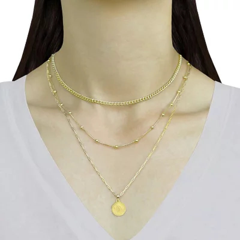 14K Yellow Gold Station Bead Necklace
