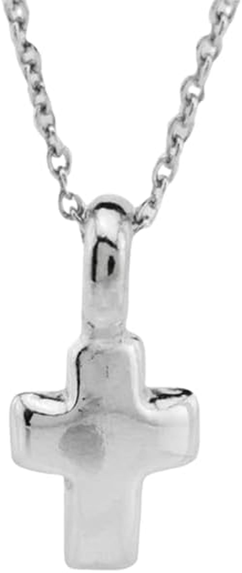 Sterling Silver Tiny Cross Charm Necklace, 18"