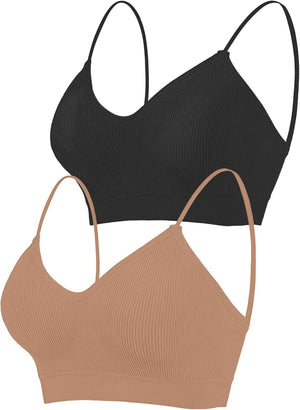 2-4PCS Women'S V-Neck Padded Seamless Straps Bralette, Everyday Basic Sleeping Bra, Sports Bras for Women, Sports Bra