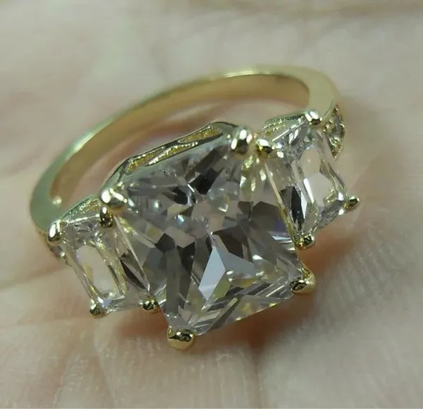 Natural 5.99CT White Diamond 14K Yellow Gold Wedding Ring Size 6-10