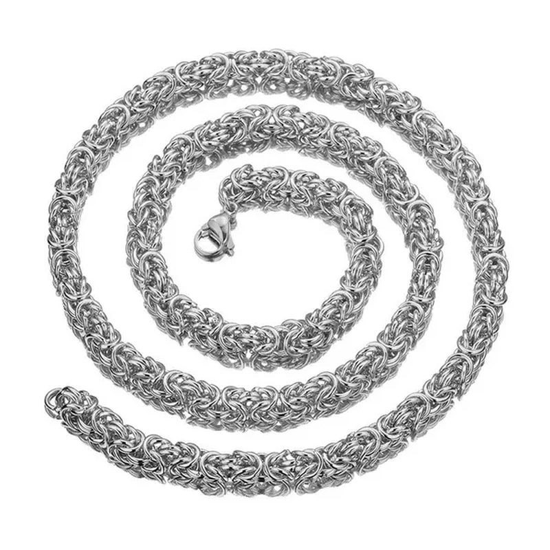 6/8/11mm Men Chain Silver Byzantine Stainless Steel Curb Chain Cuban Necklace 16"-40" Bracelet 7"-11"