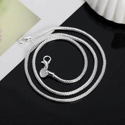 2MM Silver Round Snake Chain Necklace Solid Silver Chain for Pendants Flexible 925 Snake Chain Jewelry