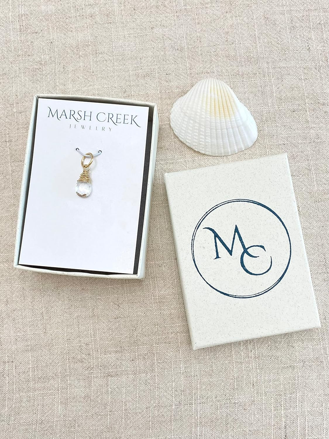 Gold April Birthstone Charm for Necklace or Bracelet - Small Wire Wrapped Crystal Quartz Briolette Pendant