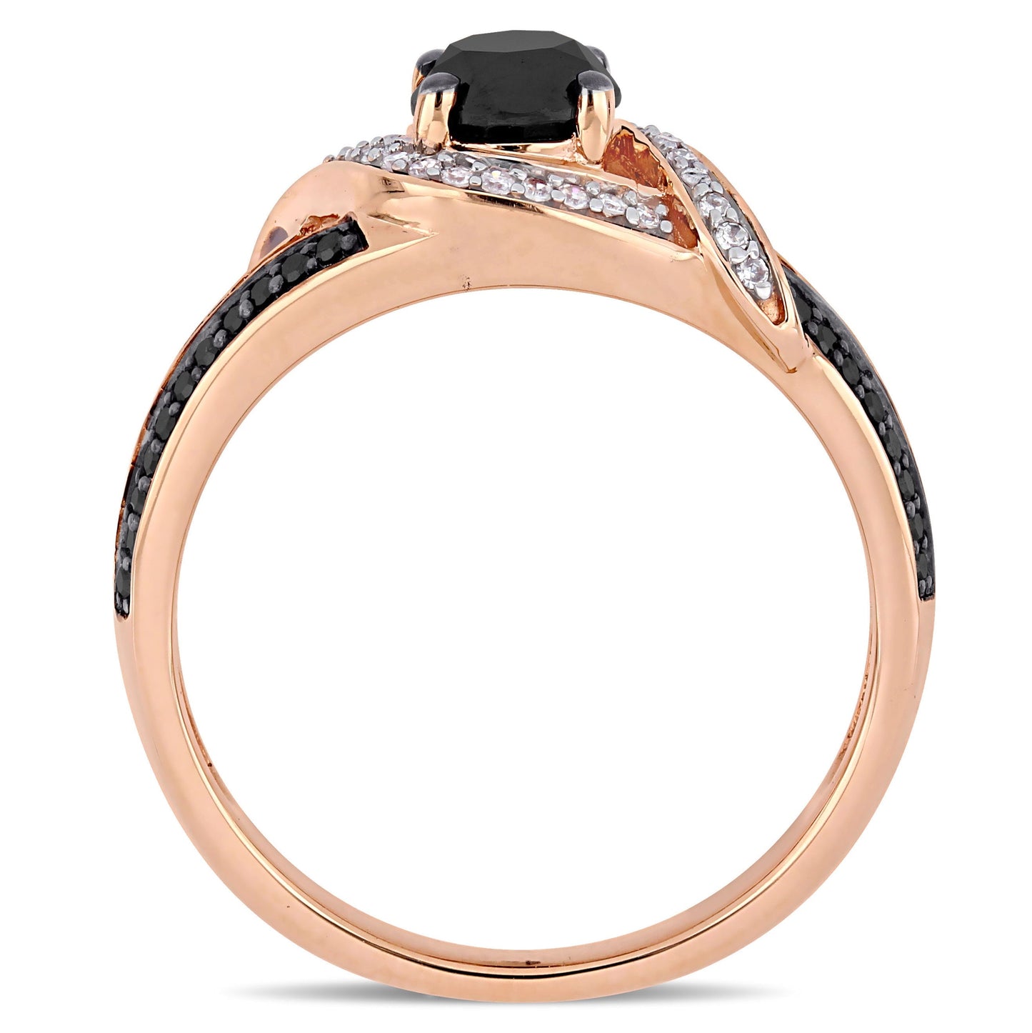 1 Carat T.W. Black and White Diamond 10Kt Rose Gold Crossover Ring