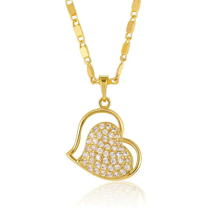 Classic Necklaces For Women Lovely Double Heart Necklace Vintage Rose Gold Necklace Diamond Women Necklace Valentine'S Day Gift For Women