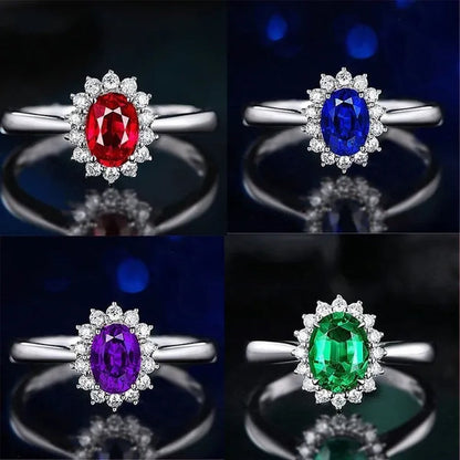 New Ruby Diana Sunflower Lady  Ring Classic Living Mouth Design Women's Ring