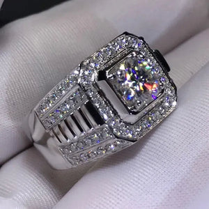 Luxurious Glod Filled 925 Sterling Silver Mens Ring Natural Gemstones Ring for Men Wedding Band Engagement Diamond Ring Fine Jewelry Christmas Gift
