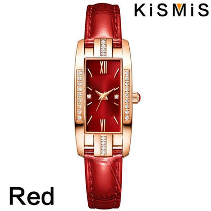 KISMIS 1PC/2Pcs Luxury Fashion Ladies Watch Diamond Inlaid Charm Unlimited Women's Watch Retro Fashion Quartz Watches Gift 3 Colors Available