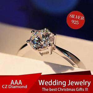 Princess   Six Claw Ring Dainty Jewelry Round White AAA CZ Diamond Earrings Ear Studs Wedding Gifts