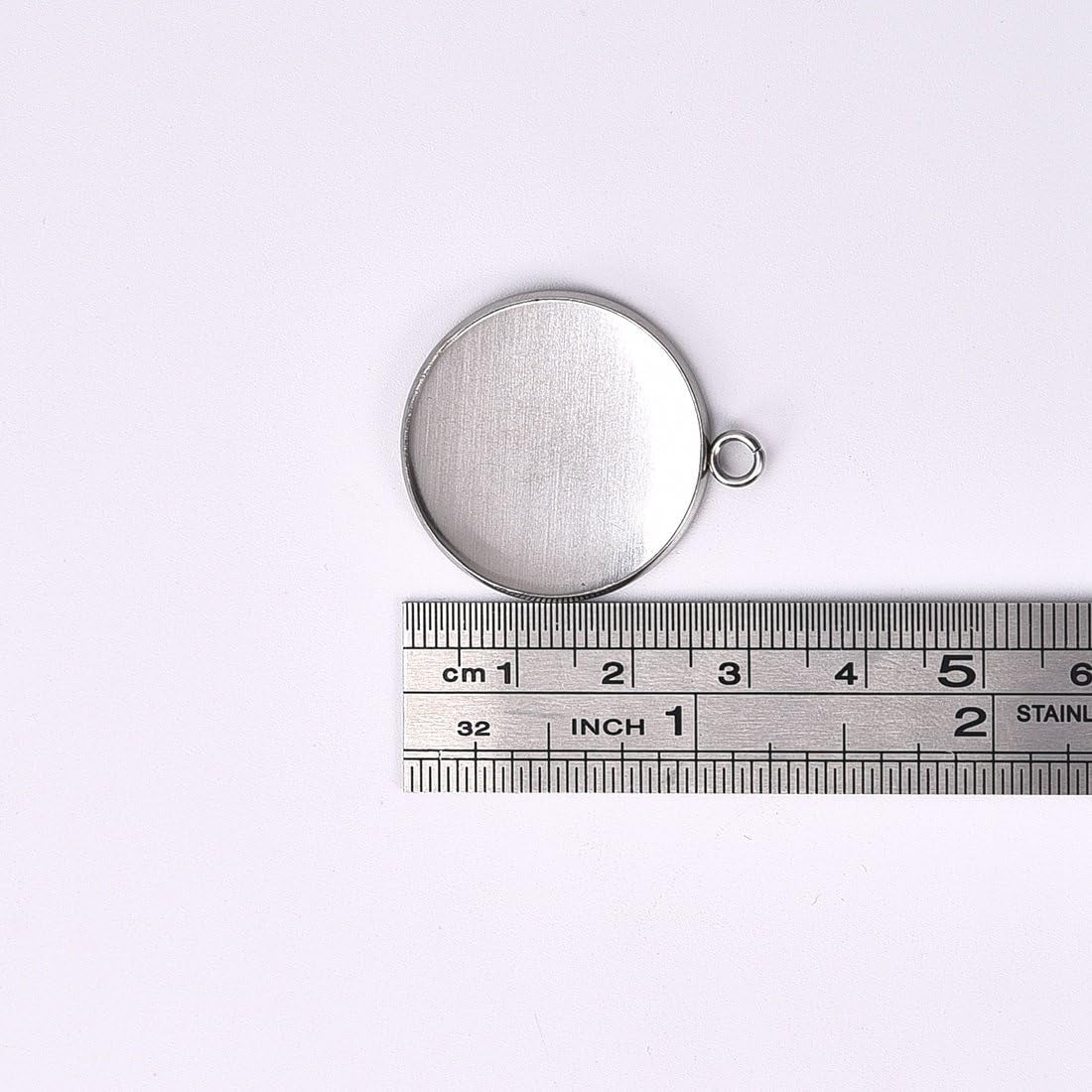 Silver Pendant Trays for Jewelry Making Kits, 40 Pieces Stainless Steel round Bezel with 40 Pcs Clear Cabochon Dome 25Mm / 1 Inch Diameter (Total 80 Pcs)