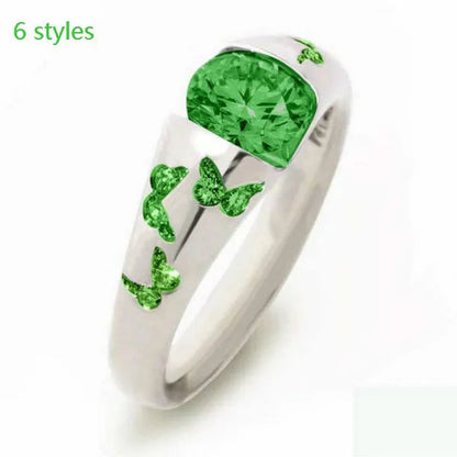 Latest Creative Lady Fashion Fresh Butterfly Ring  Elegant Temptation Princess Engagement Wedding Ring Anniversary Gift Birthday Party Jewelry Size US5-11 (6 colors)
