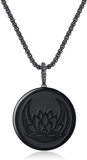Religious Jewelry Obsidian Stone Necklace