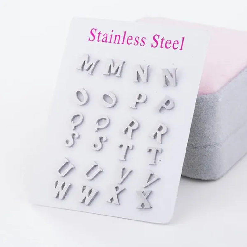 Fashion Stainless Steel Alphabet Stud Earring Lovely Tiny A-Z Letter Earrings Cute Simple Jewelry for Women Men Girls Gift