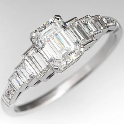 Square 925 Silver Plated Cubic Zirconia Ring Elegant Bridal Engagement Promise Rings Fashion Wedding Jewelry Party Gift