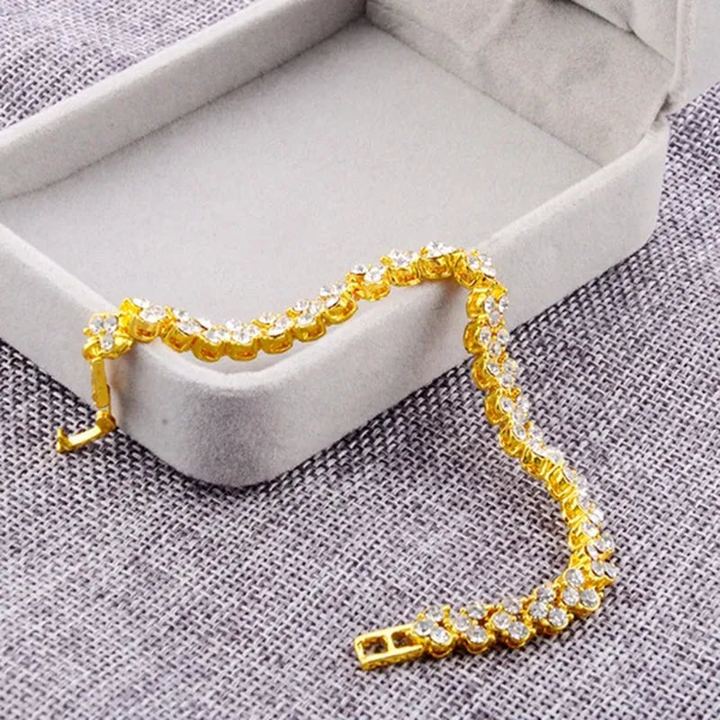 925 Sterling Silver Crystal Diamond Bracelet Women'S Fashion Roman Bracelet Gifts
