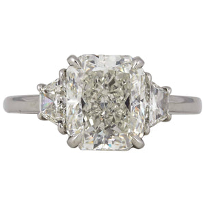 3 Carat GIA Radiant Cut Diamond Platinum Three Stone Engagement Ring