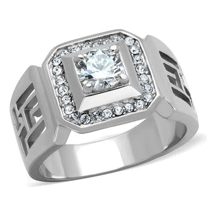 Men'S 1.10 Ct round Cut Simulated Diamond Silver Stainless Steel Ring Size 8-13