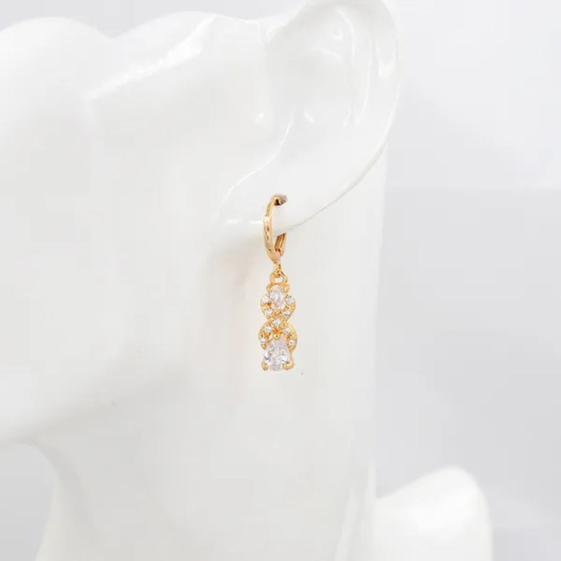 Women Green Cubic Zirconia CZ Teardrop Dangle Earrings Gift For Girl