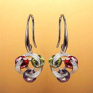 2020 New Fashion Mysterious Amethyst Peridot Ruby Drop Pendant Earrings Sterling Silver 925 Chic Diamond Charm Jewelry Surprise Gift
