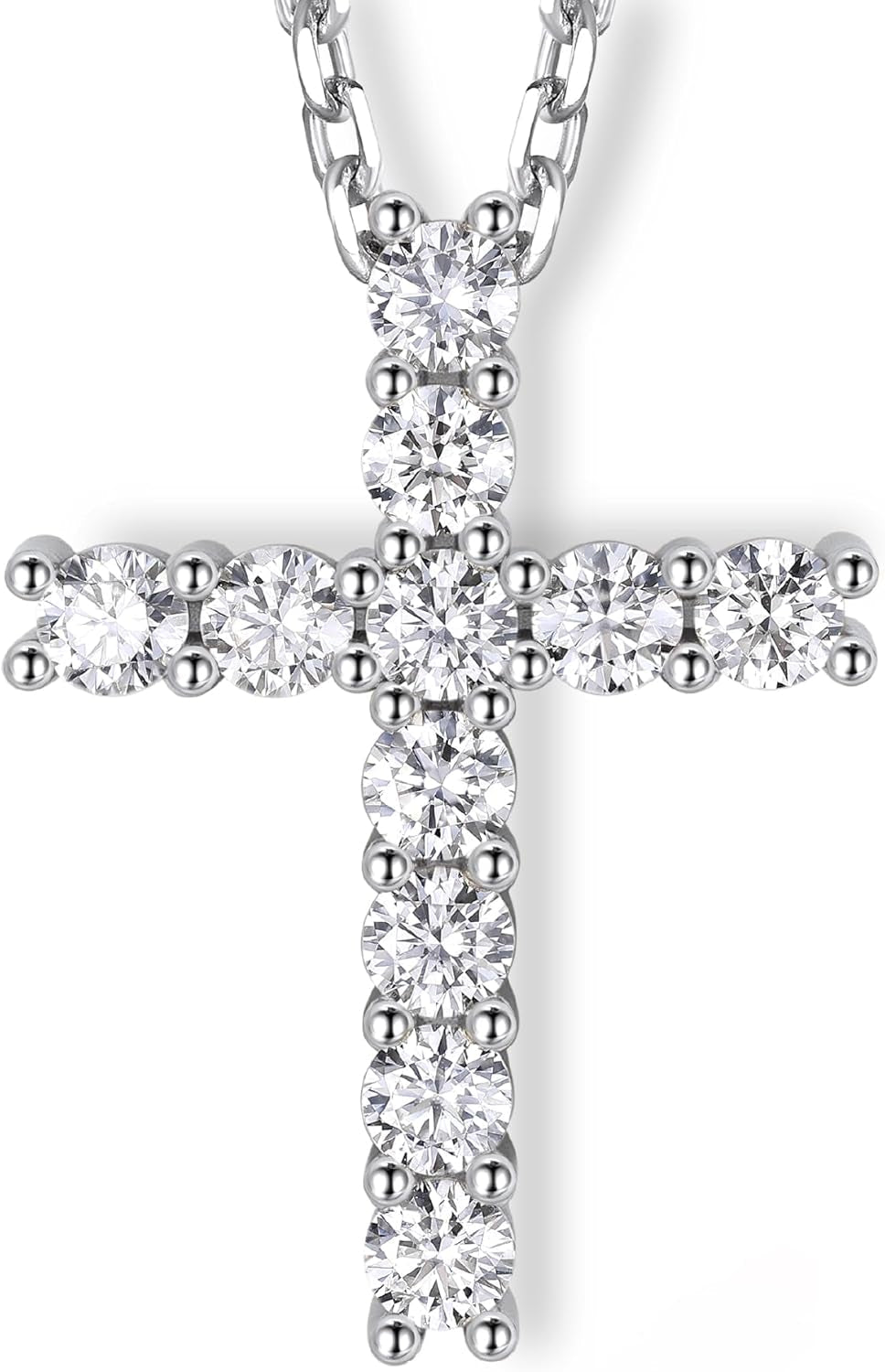 Cross Necklace for Women, Christian Gifts for Her, Moissanite Cross Pendant, 925 Sterling Silver Necklaces Religious Anniversary Birthday Gifts for Women-