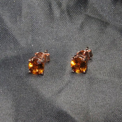CoLife Jewelry Simple 925 Silver Citrine Stud Earrings for Daily Wear 5mm Natural Citrine Earrings 925 Silver Citrine Jewelry