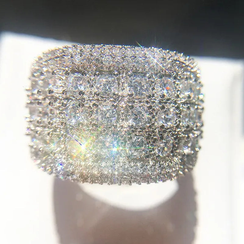 New Luxury Fashion Round Moissanite Diamond Ring Engagement Ring for Women Lady Anniversary Gift Jewelry Christmas Gift