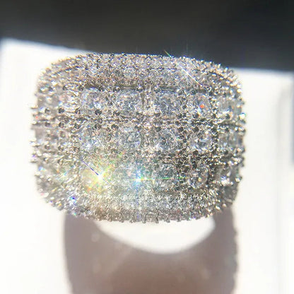 New Luxury Fashion Round Moissanite Diamond Ring Engagement Ring for Women Lady Anniversary Gift Jewelry Christmas Gift