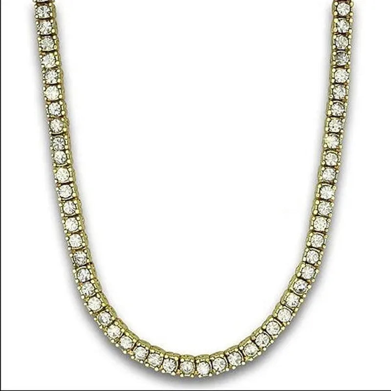 1 Row 24" 30" Gold/Silver Iced Out Bling Necklace Men's Hip Hop Chain