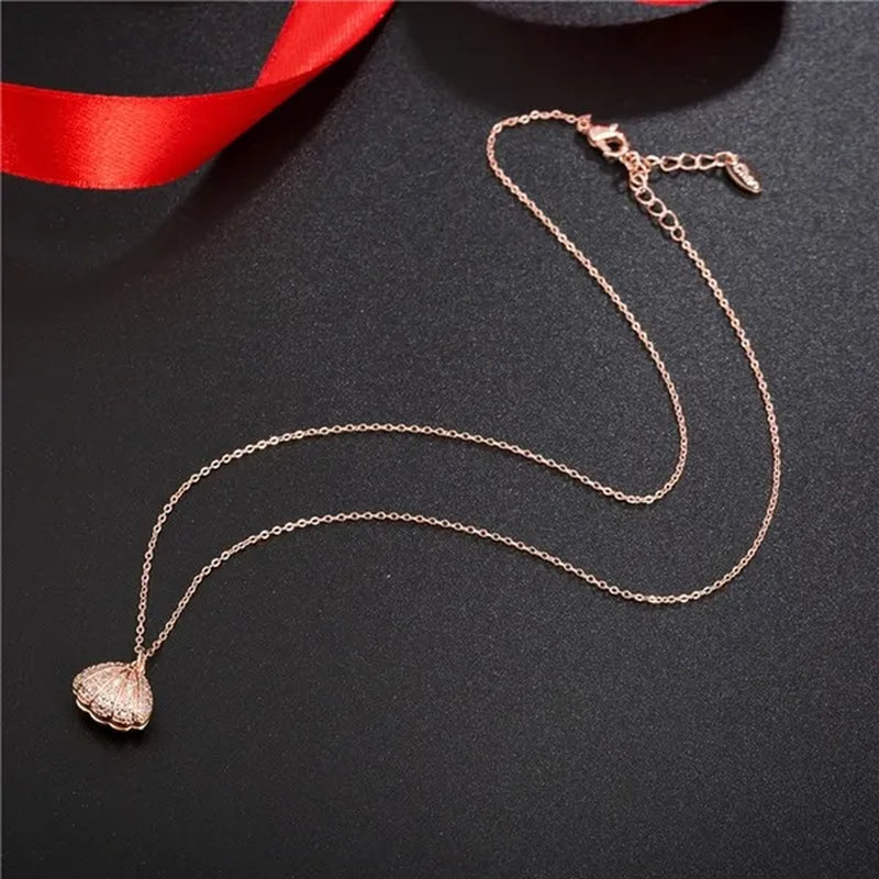 925 Sterling Silver Natural Pearl Pendant Necklace Sterling Pearl Conch Shell Pendant Necklace Lady Necklace Women Jewelry