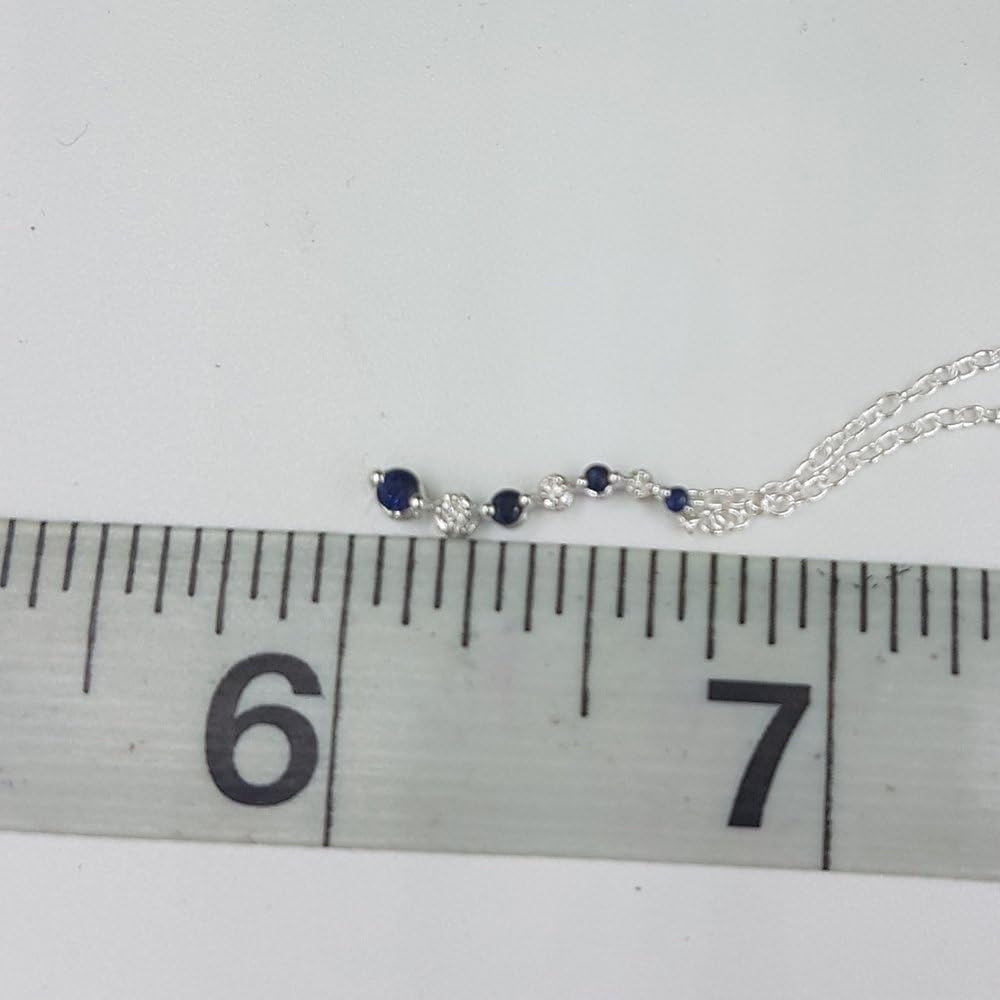 10K Gold round White Diamond & Blue Sapphire Ladies Graduating Journey of Life Pendant