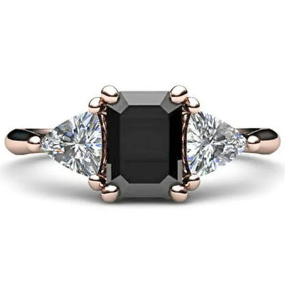 Classic Fashion 18K Rose Gold Black Diamond female Engagement Engagement Bride Princess Love Ring Size 5-11