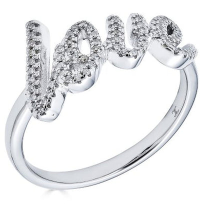 Sterling Silver and 0.14 CT. T.W. Diamond "LOVE" Ring