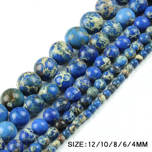 Sapphire Blue Imperial Pine Turquoise Beads Natural Stone Top Quality Loose Beads 4/6/8/10/12MM Jewelry Bracelet Accessories DIY