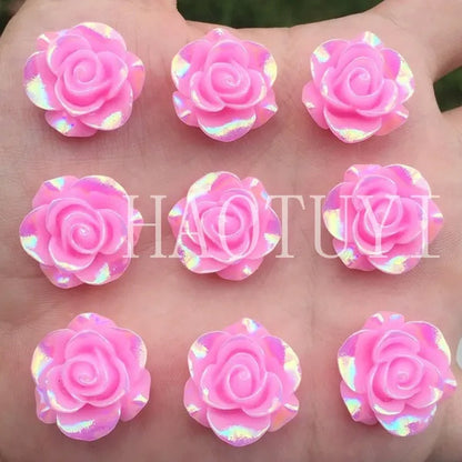 60pcs 10mm New fashion style Flower Rhinestone AB Resin Flatback handsewing gem stones crystal