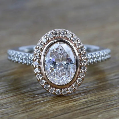 Fashion Jewelry Fashion Jewelry Gold-plated Ellipse White Sapphire Zircon AAA Wedding Ring Size 6-10
