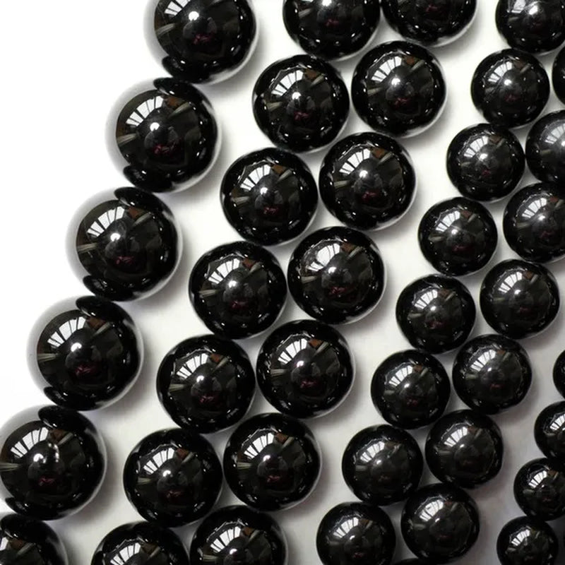 Natural Genuine Black Tourmaline Gemstone Round Loose Beads Fit Women Jewelry Necklace Bracelets 4/6/8/10/12mm Pick Size