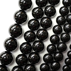 Natural Genuine Black Tourmaline Gemstone Round Loose Beads Fit Women Jewelry Necklace Bracelets 4/6/8/10/12mm Pick Size