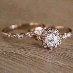 Natural White Sapphire and Ring Art Deco Antique Engagement Ring Birthstone Rings for Women Promise Rings for Women White Gold Size 5 6 7 8 9 10 11