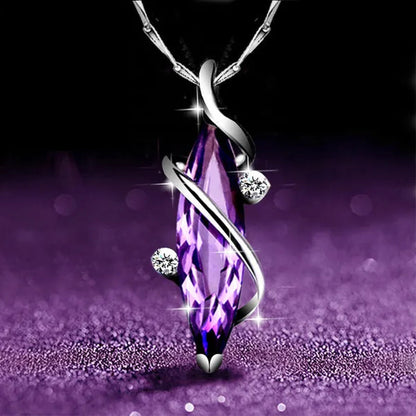 4 Styles High Quality New Arriving Women Charm Crystal Amethyst Diamond Pendant Necklace Exquisite Engagement Wedding Anniversary AAA Zircon Necklace Jewelry for Girlfriend Valentines Day Gifts